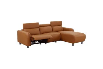 Reclinersoffa med hörn Loft24 Skaane Reclinersoffa 3-sits Brown Artificial leather - Möbler - Soffa - Biosoffa & reclinersoffa