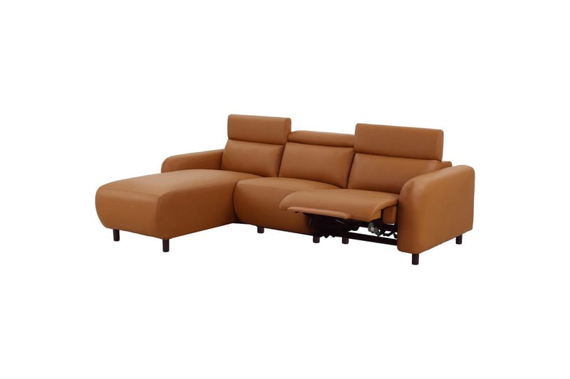 Reclinersoffa med hörn Loft24 Skaane Reclinersoffa 3-sits Brown Left-faced Artificial leather - Möbler - Soffa - Biosoffa & reclinersoffa