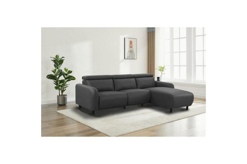 Reclinersoffa med hörn Loft24 Skaane Reclinersoffa 3-sits Grå Höger Konstläder - Möbler - Soffa - Biosoffa & reclinersoffa