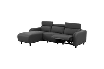 Reclinersoffa med hörn Loft24 Skaane Reclinersoffa 3-sits Grey Left-faced Artificial leather - Möbler - Soffa - Biosoffa & reclinersoffa