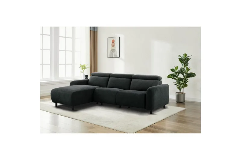 Reclinersoffa med hörn Loft24 Skaane Reclinersoffa 3-sits Grey Left-faced Manchester - Möbler - Soffa - Biosoffa & reclinersoffa