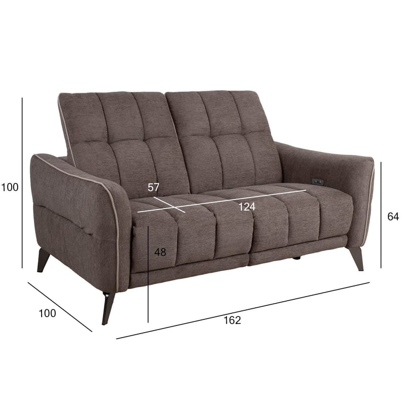 Reclinersoffa Nordan 2-sits elektrisk - ljusbrun med beige passpoal - Möbler - Soffa - Biosoffa & reclinersoffa