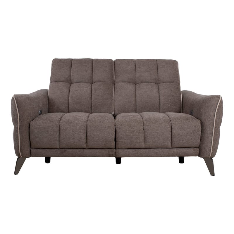 Reclinersoffa Nordan 2-sits elektrisk - ljusbrun med beige passpoal - Möbler - Soffa - Biosoffa & reclinersoffa