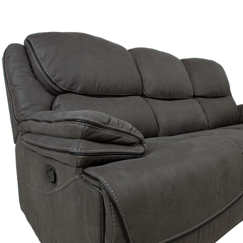 Reclinersoffa Sälmar 3-sits med manuell mekanism - grå - Möbler - Soffa - Biosoffa & reclinersoffa