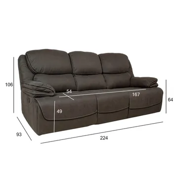 Reclinersoffa Sälmar 3-sits med manuell mekanism - grå - Möbler - Soffa - Biosoffa & reclinersoffa