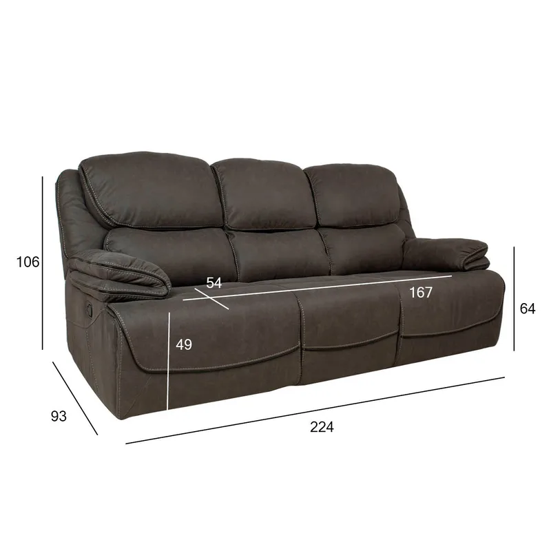 Reclinersoffa Sälmar 3-sits med manuell mekanism - grå - Möbler - Soffa - Biosoffa & reclinersoffa
