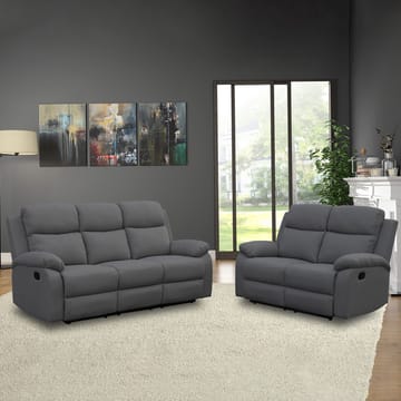 Reclinersoffa Toviny 3-sits med manuell mekanism - mörkgrå - Möbler - Soffa - Biosoffa & reclinersoffa