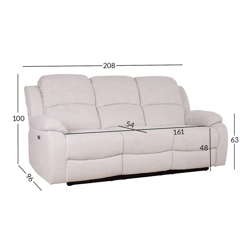 Reclinersoffa Tränor 3-sits med elektrisk mekanism - naturvit - Möbler - Soffa - Biosoffa & reclinersoffa
