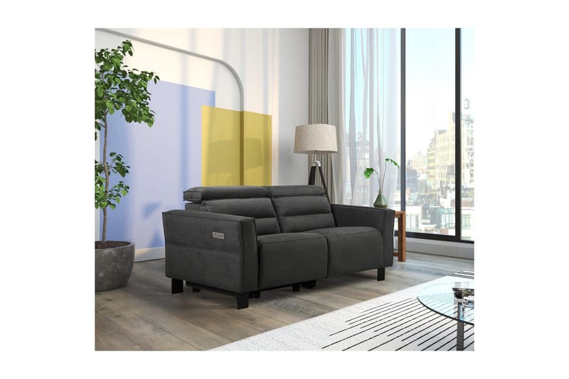 Reclinersoffa utan hörn Loft24 Carpari Reclinersoffa 2-sits Grey Belfast fabric - Möbler - Soffa - Biosoffa & reclinersoffa