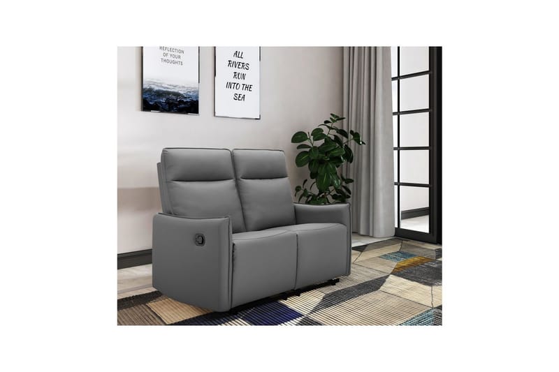 Reclinersoffa utan hörn Loft24 Soffa 2-sits Loft24 Lugo Grey Artificial leather - Möbler - Soffa - Biosoffa & reclinersoffa