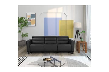 Reclinersoffa utan hörn Loft24 Soffa 3-sits Loft24 Carpari med 2 elektriska recliners Black Artificial leather - Möbler - Soffa - Biosoffa & reclinersoffa