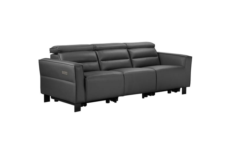 Reclinersoffa utan hörn Loft24 Soffa 3-sits Loft24 Carpari med 2 elektriska recliners Grey Artificial leather - Möbler - Soffa - Biosoffa & reclinersoffa