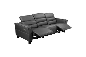 Reclinersoffa utan hörn Loft24 Soffa 3-sits Loft24 Carpari med 2 elektriska recliners Grey Artificial leather - Möbler - Soffa - Biosoffa & reclinersoffa