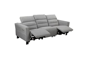 Reclinersoffa utan hörn Loft24 Soffa 3-sits Loft24 Carpari med 2 elektriska recliners Grey1 Belfast fabric - Möbler - Soffa - Biosoffa & reclinersoffa