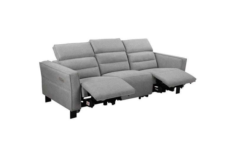 Reclinersoffa utan hörn Loft24 Soffa 3-sits Loft24 Carpari med 2 elektriska recliners Grey1 Belfast fabric - Möbler - Soffa - Biosoffa & reclinersoffa