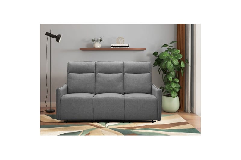 Reclinersoffa utan hörn Loft24 Soffa 3-sits Loft24 Lugo Grey 100% polyester - Möbler - Soffa - Biosoffa & reclinersoffa