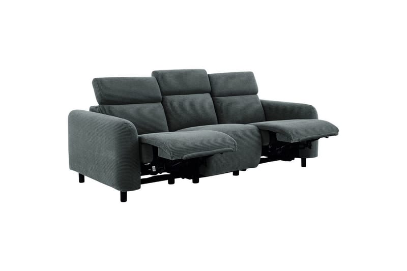 Reclinersoffa utan hörn Loft24 Soffa 3-sits Loft24 Skaane med 2 elektriska vilstolar Grey Manchester - Möbler - Soffa - Biosoffa & reclinersoffa