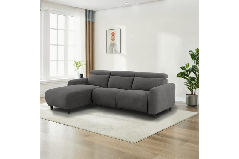 Skaane 3-sits Höger L-formad Hörnsoffa med Recliner i Manchester - Grå - Möbler - Soffa - Biosoffa & reclinersoffa