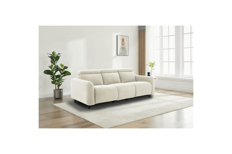 Skaane 3-sits Rektangulär Reclinersoffa 229 cm i Manchestertyg - Vit - Möbler - Soffa - Biosoffa & reclinersoffa