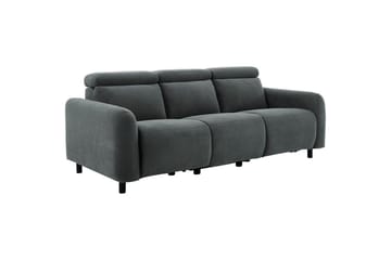 Skaane Djup 3-sits Biosoffa med Recliner och Rundade Armstöd i Tyg - Grå - Möbler - Soffa - Biosoffa & reclinersoffa
