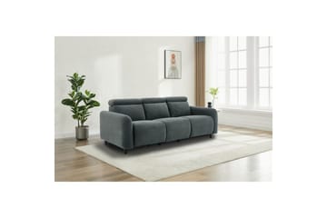 Skaane Djup 3-sits Biosoffa med Recliner och Rundade Armstöd i Tyg - Grå - Möbler - Soffa - Biosoffa & reclinersoffa