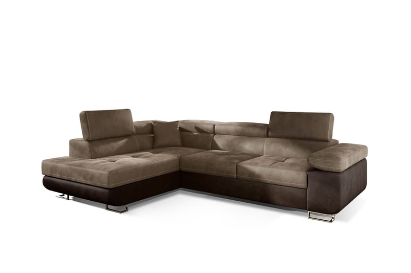 Bobis Djup Bäddsoffa med Schäslong Vänster 275 cm - Brun - Möbler - Soffa - Sammetssoffa