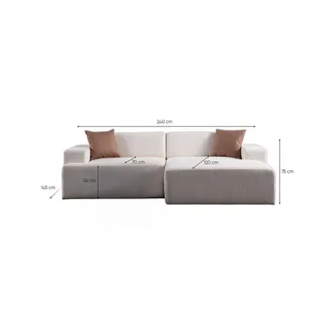 Branorin 3-sits Hörnsoffa - Krämvit - Möbler - Soffa - Divansoffa & schäslongsoffa - 3 sits soffa med divan