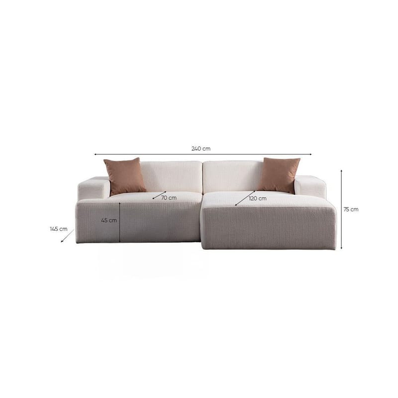 Branorin 3-sits Hörnsoffa - Krämvit - Möbler - Soffa - Divansoffa & schäslongsoffa - 3 sits soffa med divan