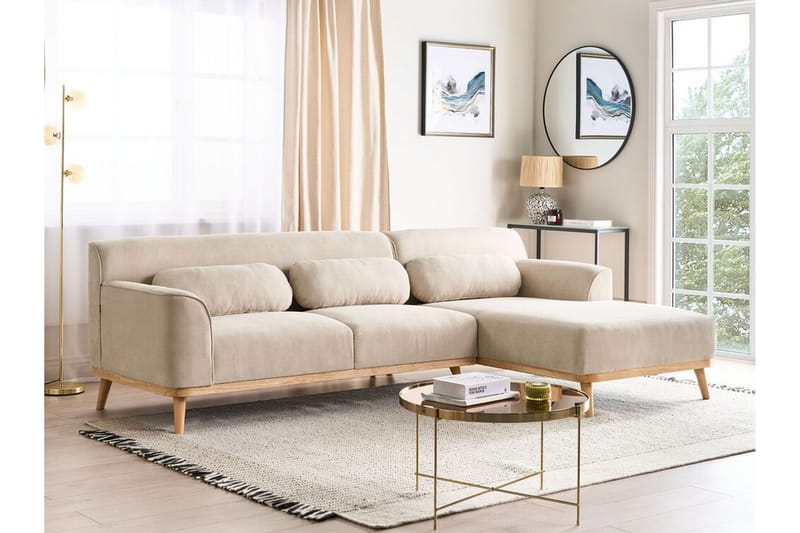 Bree Hörnsoffa 3-sits - Beige/Ljust trä - Möbler - Soffa - Bäddsoffa - Hörnbäddsoffa