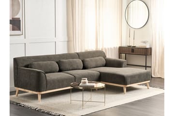 Bree Hörnsoffa 3-sits - Grön/Ljust trä - Möbler - Soffa - Bäddsoffa - Hörnbäddsoffa