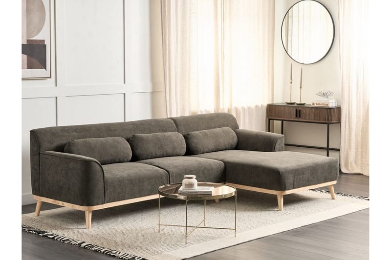 Bree Hörnsoffa 3-sits - Grön/Ljust trä - Möbler - Soffa - Bäddsoffa - Hörnbäddsoffa