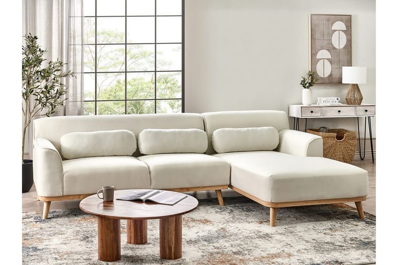 Bree Hörnsoffa 3-sits - Vit/Ljust trä - Möbler - Soffa - Bäddsoffa - Hörnbäddsoffa