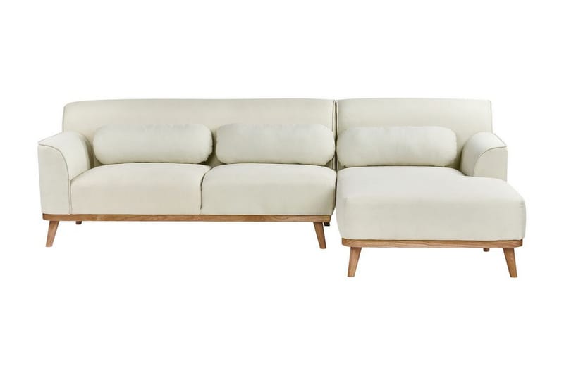 Bree Hörnsoffa 3-sits, Vit/Ljust trä