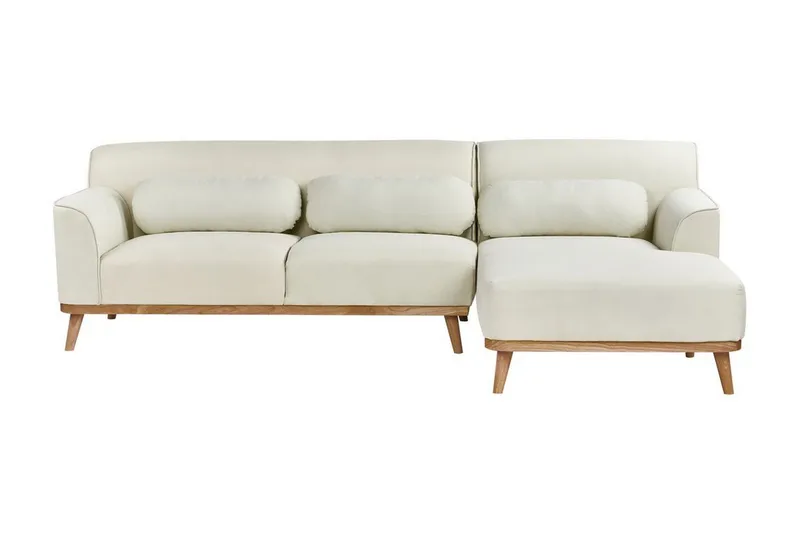 Bree Hörnsoffa 3-sits, Vit/Ljust trä