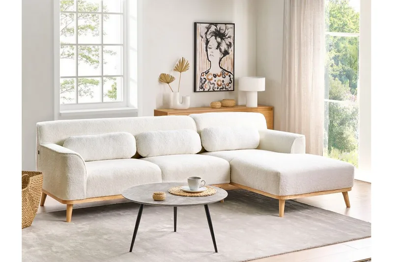 Bree Hörnsoffa 3-sits - Vit/Ljust trä - Möbler - Soffa - Bäddsoffa - Hörnbäddsoffa