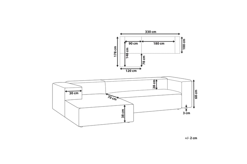 Britt Hörnsoffa 3-sits - Beige - Möbler - Soffa - Sammetssoffa