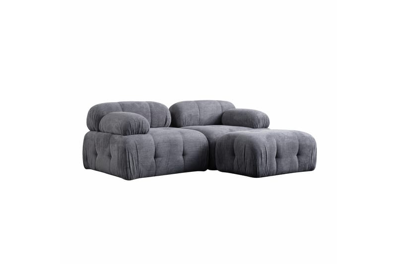 Bubblig Divansoffa 2-sits Belgin med fasta armstöd - Grå - Möbler - Soffa - Divansoffa & schäslongsoffa - 2 sits soffa med divan