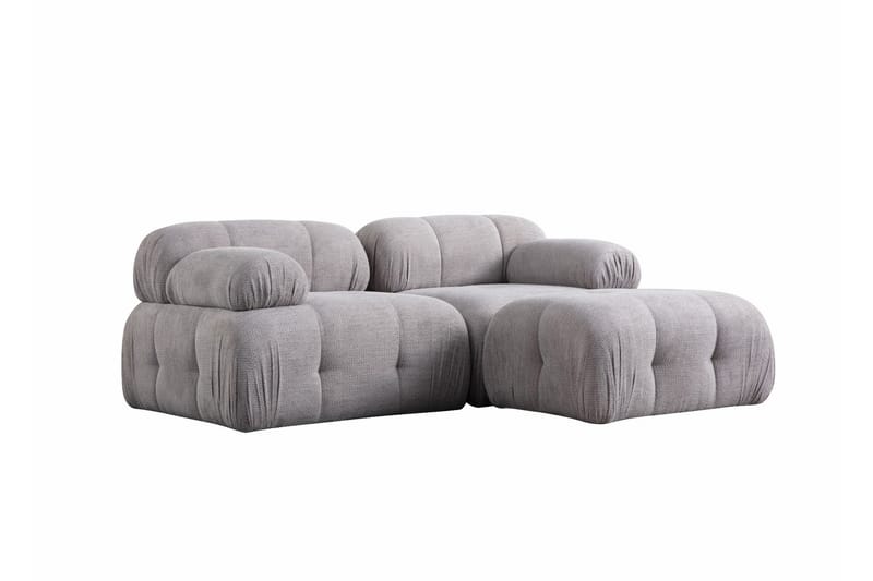 Bubblig Divansoffa 2-sits Belgin med fasta armstöd - Ljusgrå - Möbler - Soffa - Divansoffa & schäslongsoffa - 2 sits soffa med divan