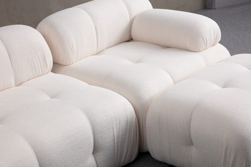 Bubblig Divansoffa 2-sits Belgin med fasta armstöd - Vit - Möbler - Soffa - Divansoffa & schäslongsoffa - 2 sits soffa med divan