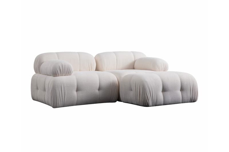 Bubblig Divansoffa 2-sits Belgin med fasta armstöd - Vit - Möbler - Soffa - Divansoffa & schäslongsoffa - 2 sits soffa med divan