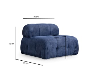 Bubblig Divansoffa Belgin 3-sits med fasta armstöd - Blå - Möbler - Soffa - Divansoffa & schäslongsoffa - 3 sits soffa med divan