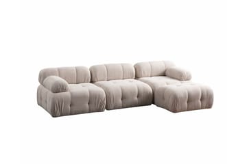 Bubblig Divansoffa Belgin 3-sits med fasta armstöd - Cream - Möbler - Soffa - Divansoffa & schäslongsoffa - 3 sits soffa med divan