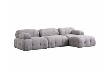 Bubblig Divansoffa Belgin 3-sits med fasta armstöd - Ljusgrå - Möbler - Soffa - Divansoffa & schäslongsoffa - 3 sits soffa med divan