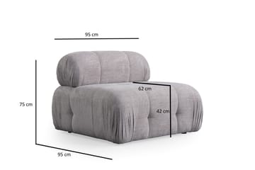 Bubblig Divansoffa Belgin 3-sits med fasta armstöd - Ljusgrå - Möbler - Soffa - Divansoffa & schäslongsoffa - 3 sits soffa med divan