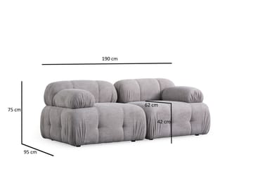 Bubblig Soffa 2-sits Belgin med fasta armstöd - Ljusgrå - Möbler - Soffa - 2 sits soffa