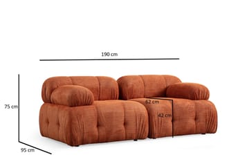 Bubblig Soffa 2-sits Belgin med fasta armstöd - Orange - Möbler - Soffa - 2 sits soffa