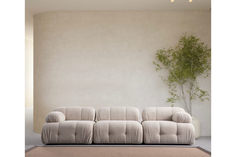 Bubblig Soffa 3-sits Belgin med fasta armstöd - Cream - Möbler - Soffa - 3 sits soffa