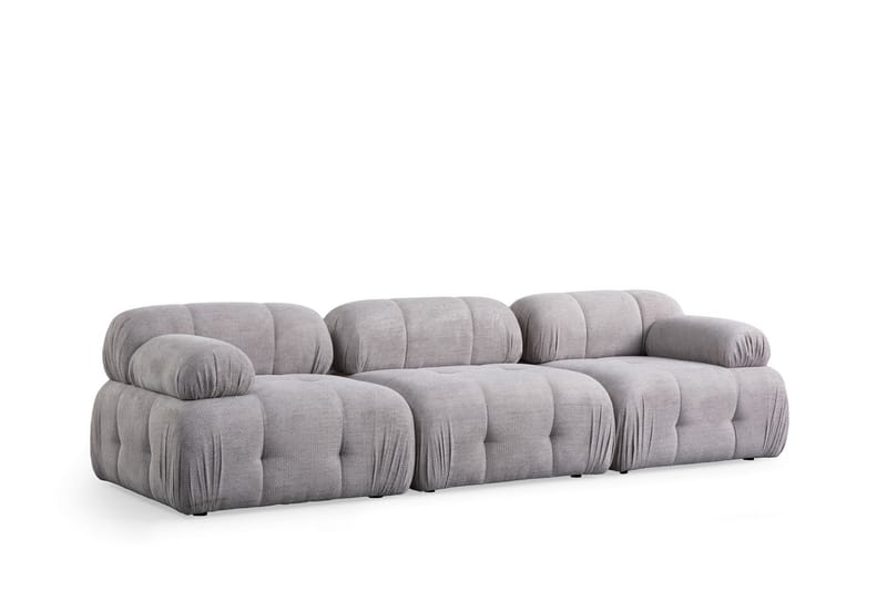 Bubblig Soffa 3-sits Belgin med fasta armstöd - Ljusgrå - Möbler - Soffa - 3 sits soffa