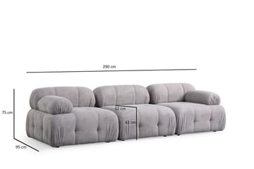 Bubblig Soffa 3-sits Belgin med fasta armstöd - Ljusgrå - Möbler - Soffa - 3 sits soffa