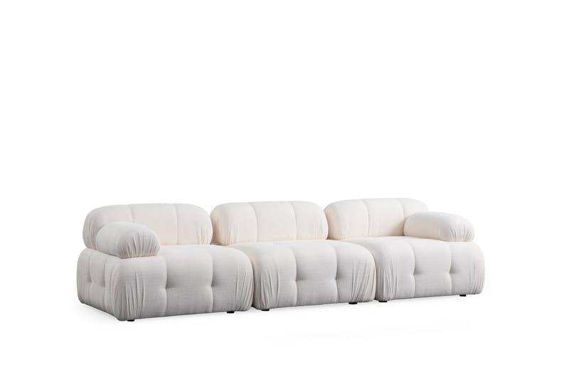 Bubblig Soffa 3-sits Belgin med fasta armstöd - Vit - Möbler - Soffa - 3 sits soffa